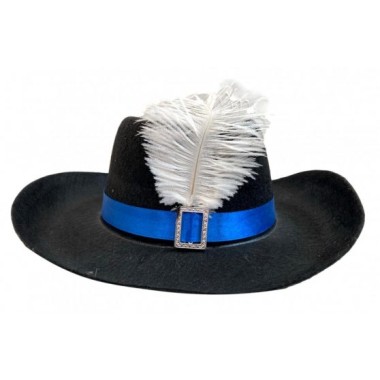 muskétás kalap kék szalaggal