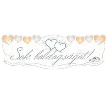 Sok Boldogságot Szívek és Galambok Ezüst Esküvői Banner - 90 cm x 30 cm