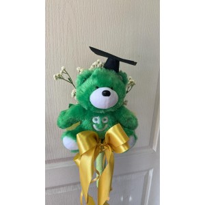 ballagási zöld macis csokor