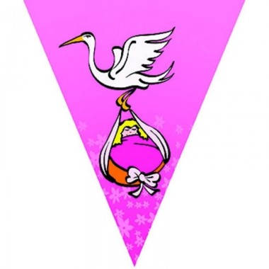 Zászló fűzér gólya hozza,  pink , 5m