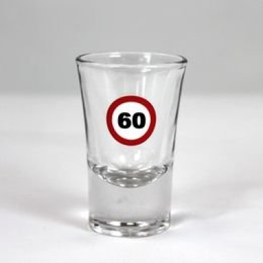Feles üvegpohár sebességkorlátozós 60-as számmal